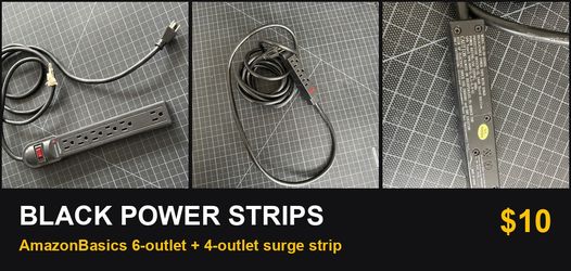 2 Black Surge Protector Power Strips - AmazonBasics 6-Outlet + 4-Outlet
