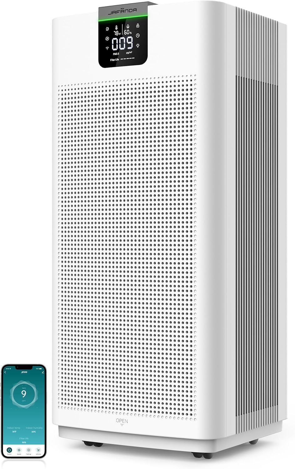 JF999 High-Efficiency Air Purifier for Large Rooms – Activated Carbon, Auto Mode, Smart App