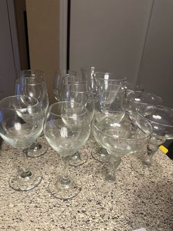 Mixed Set of Clear Stemmed Glassware