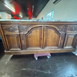 Vintage Buffet Table With Marble Countertop
