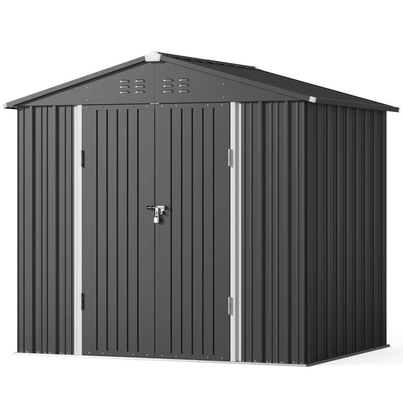 Brand New In Box, 8 ft. W x 6 ft. D Outdoor Storage Shed With Metal Base Frame