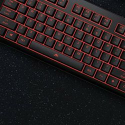 Light Up Quiet Gaming Keyboard - Membrane Silent Wired Keyboard with Low Profile Lighted Key for Computer, Windows PC Gamer - Full Size, Black


