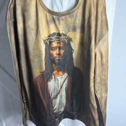 Black Jesus Pullover Sweatshirt Honey Muatard Size  2XL