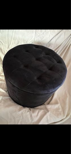 Black Velvet Tufted Round Storage Ottoman