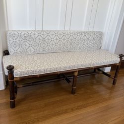 Vintage Bamboo Bench with Cushions
