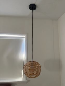 2 Rattan Woven Globe Pendant Light