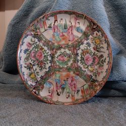 Antique Chinese Porcelain Rose Medallion Plate Cira1860