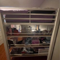 White Loft Bed With Storage 