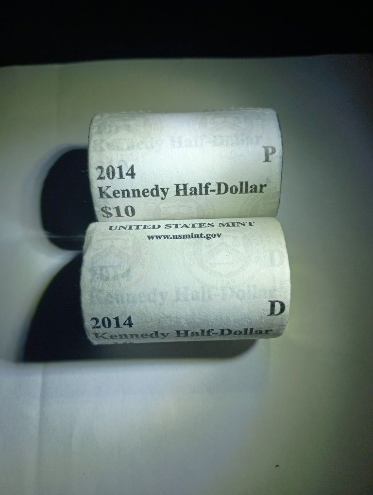 2014 P&D Kennedy half Dollar rolls 