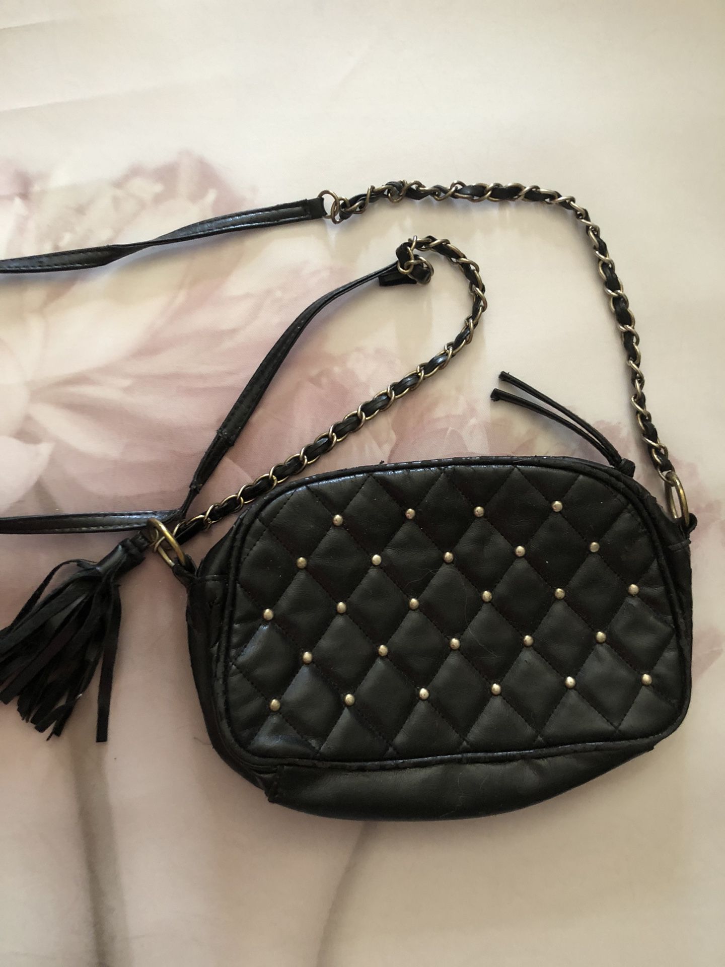 Crossbody bag studded black cute zipper