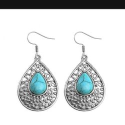 *SALE* Bohemian Boho Created Turquoise Drop Dangle Earrings *See My Other 200 Items*
