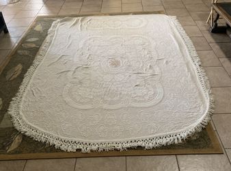 Vintage Chenille Bedspread Coverlet Cotton White 