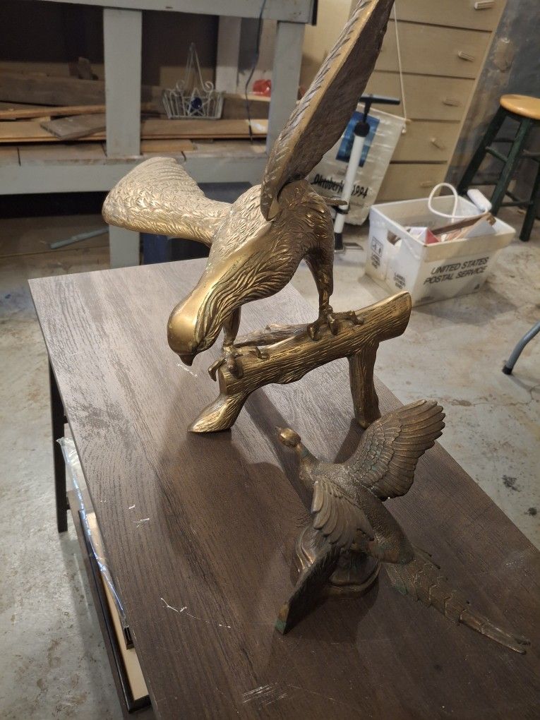 24" Brass Eagle and other Bird