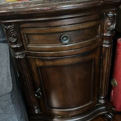 Vintage Solid Wood Lamp Table with Drawer