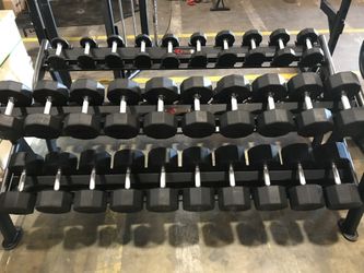 😎TKO 5-100 lb. Rubber 10 Sided Dumbbell Set