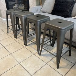 4 Metal Bar Stools, 24” Tall