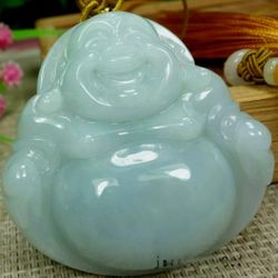 Genuine Burmese Icy Jadeite Jade TypeA Pendant Big Happy Buddha 