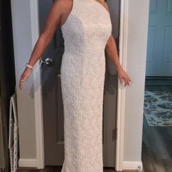 Lace And Pearl Jewel Style Wedding Dress, White, Size 8