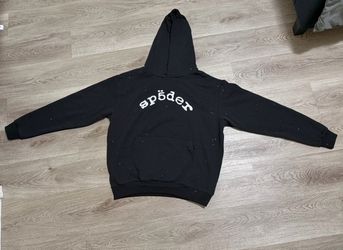 Sp5der Black Hoodie with VVS Rhinestone Size Medium