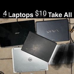4 Laptops All Power On