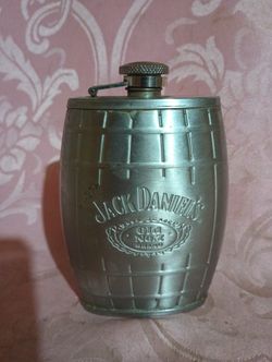 Vintage Stainless Steel Jack Daniels Flask 