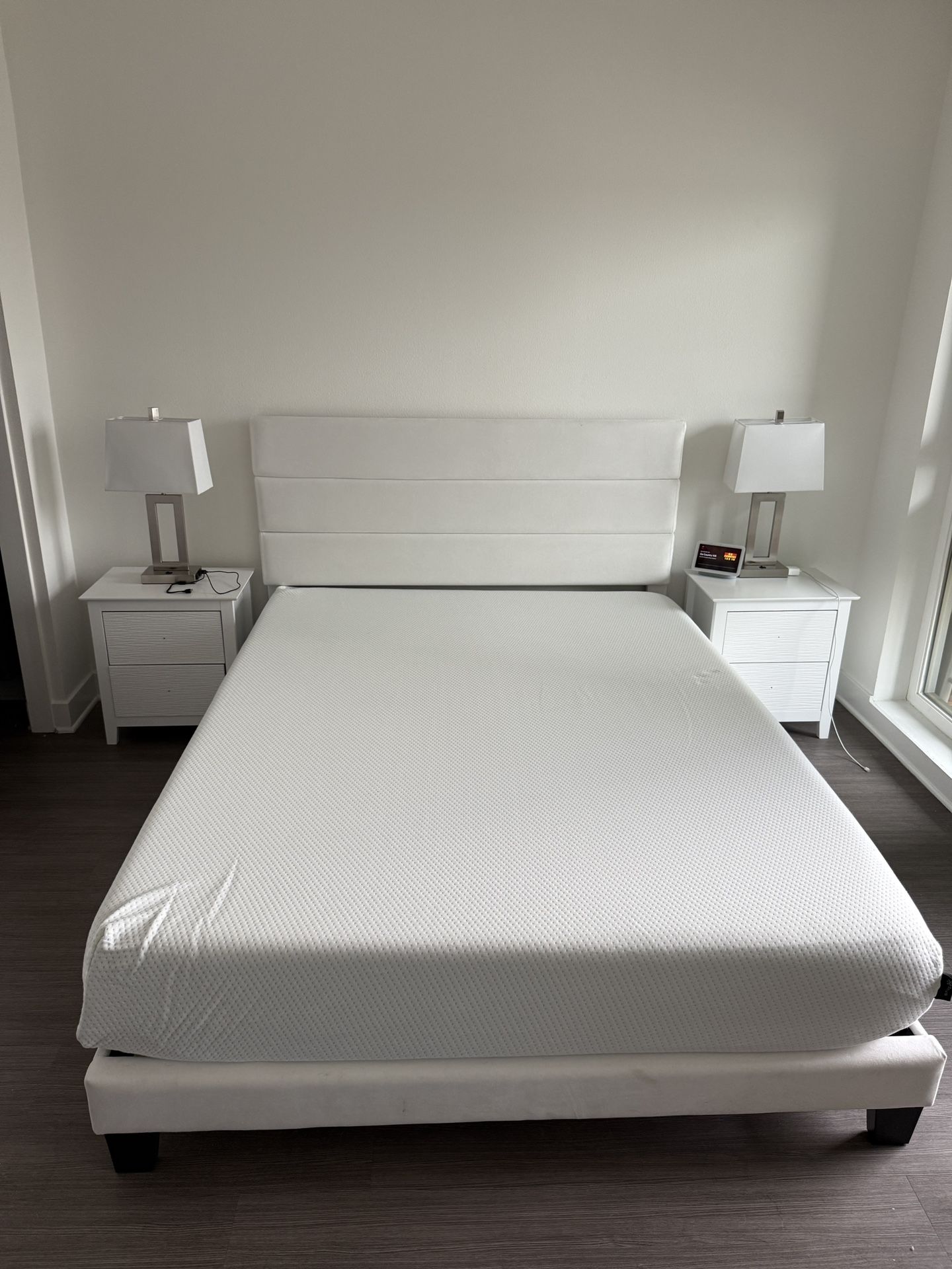 Bedroom set. Mattress, frame and night stands