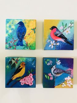 Birds acrylic painting