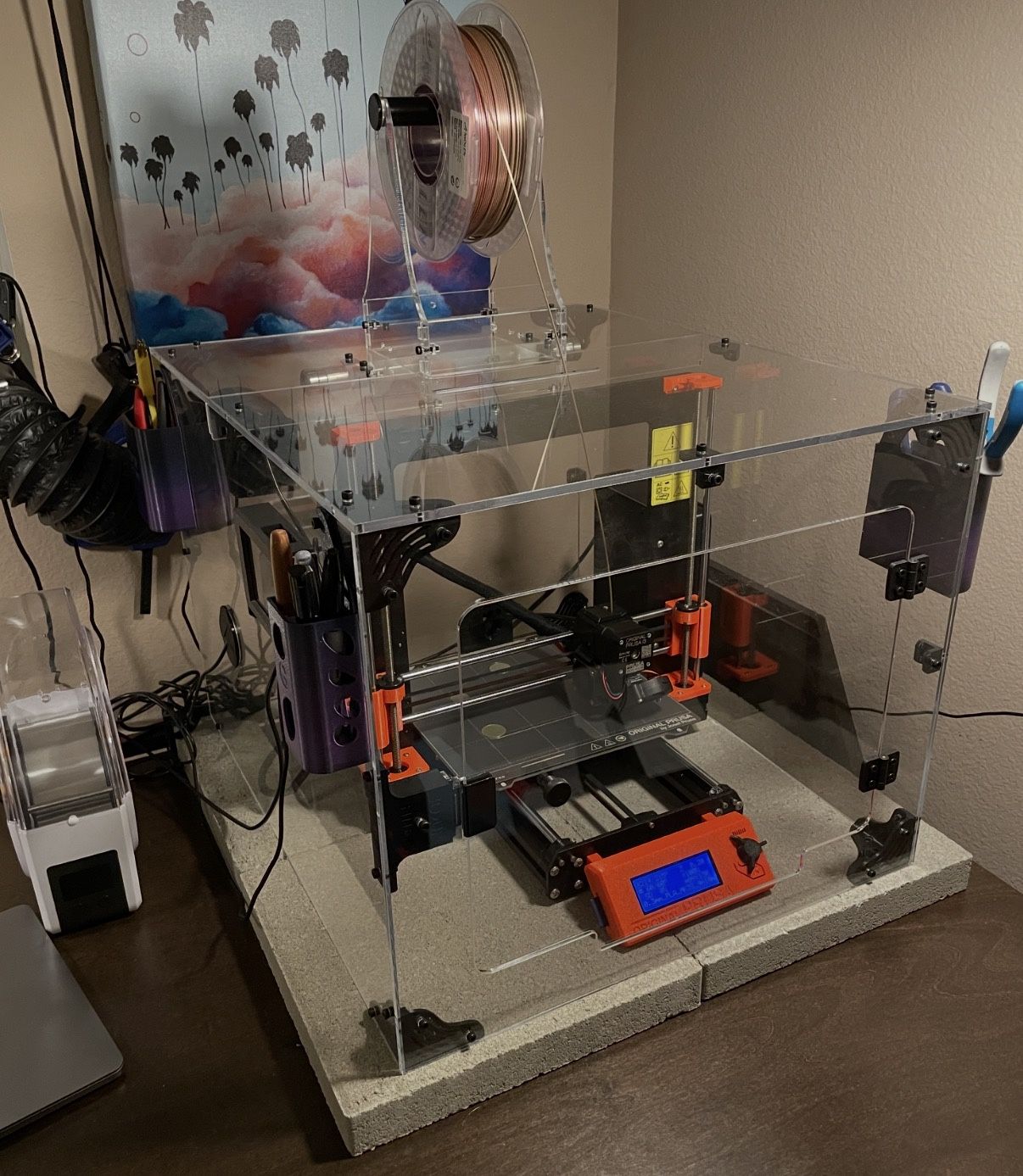 Prusa MK3S+ 3D Printer + Enclosure + Fire Safety - Full Setup