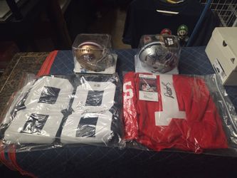 Autographed signed Auto NFL mini helmet and jersey collection