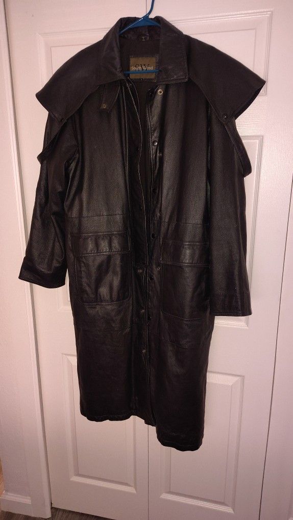 Beautiful Long Black Leather Jacket.