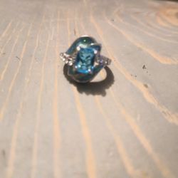 Sterling Silver Aquamarine Ring For Sale 