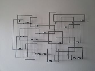 Modern contemporary  Silver metal wall art  candle holder z gallery