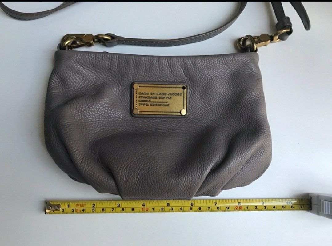 Marc Jacobs Gray Pebbled Leather Crossbody Bag Purse