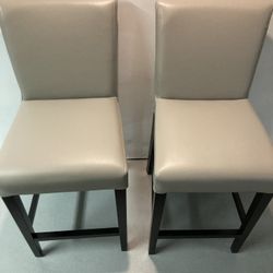 Crate & Barrel Leather Kitchen Stools