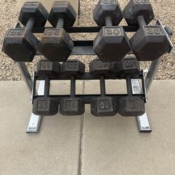 Dumbells and rack