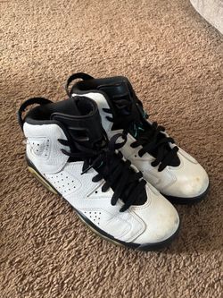 Blue white and black Jordans