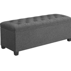 SONGMICS Storage Ottoman Bench, Bench with Storage, for Entryway, Bedroom, Living Room, Dark Gray ULSF088G01

