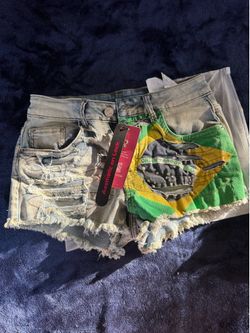 ROMWE Avant Women Vintage Millennium  World Cup Brazil Festa Junina Distressed Ripped Super Low-Wais