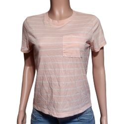 Arizona crew neck short sleeve pink stripe semi fit pocket tee M