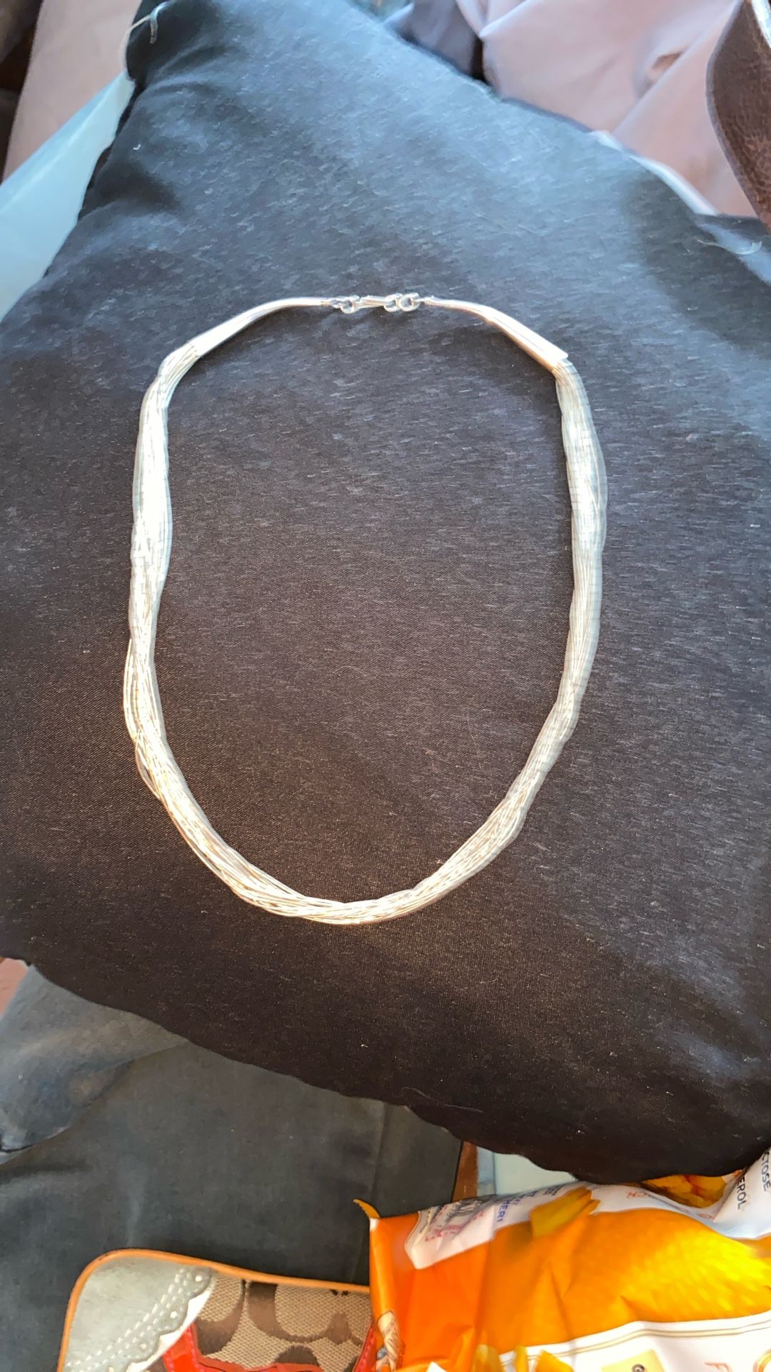 20 strand liquid silver necklace
