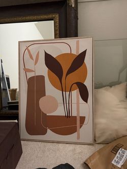 Boho Abstract Botanical Framed Canvas Wall Art