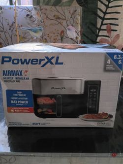 PowerXL 6.3 Quart AirMax Air Fryer Oven with Four Presets and Compact Two-Tier Design, 450F Maximum Temperature, No Preheat Needed