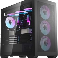 darkFlash DLX4000 Black ATX Mid-Tower Desktop Computer Gaming Case USB 3.0 Ports Tempered Glass Windows