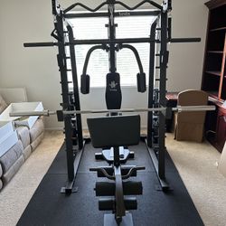 Vesta Fitness Smith Machine 2001 w/Bench Attachment | 230lb Bumpers Weights | 7ft Olympic Bar | Fitness | Gym Equipment | FREE DELIVERY🚚 