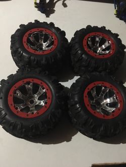 New Traxxas 1/10 Summit Canyon Wheelsets Chrome Red 17mm