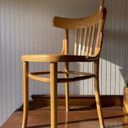 Mid Century Thonet Blond Bentwood & Cane Chair Poland Radomsko Cafe Bistro Chair