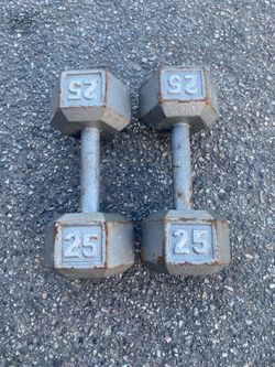 Pair of 25 Ibs HEX Dumbbells / Weights - 50 lbs total