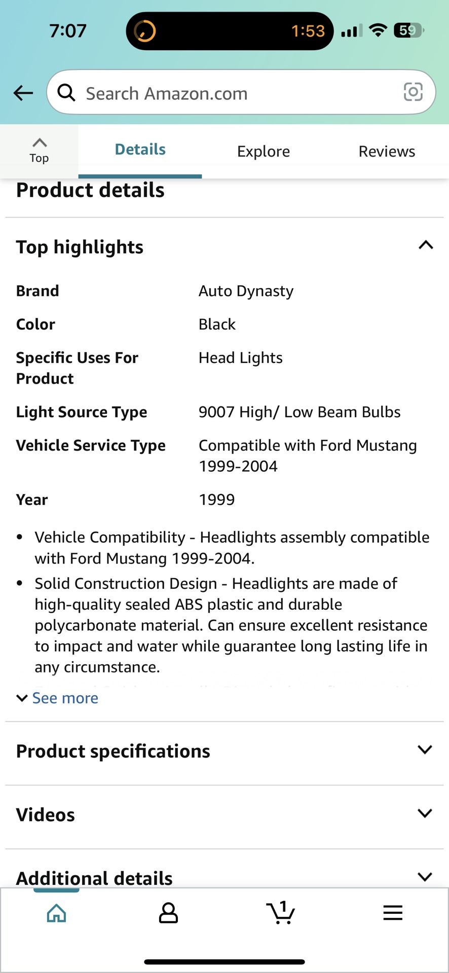 Ford Mustang Headlights