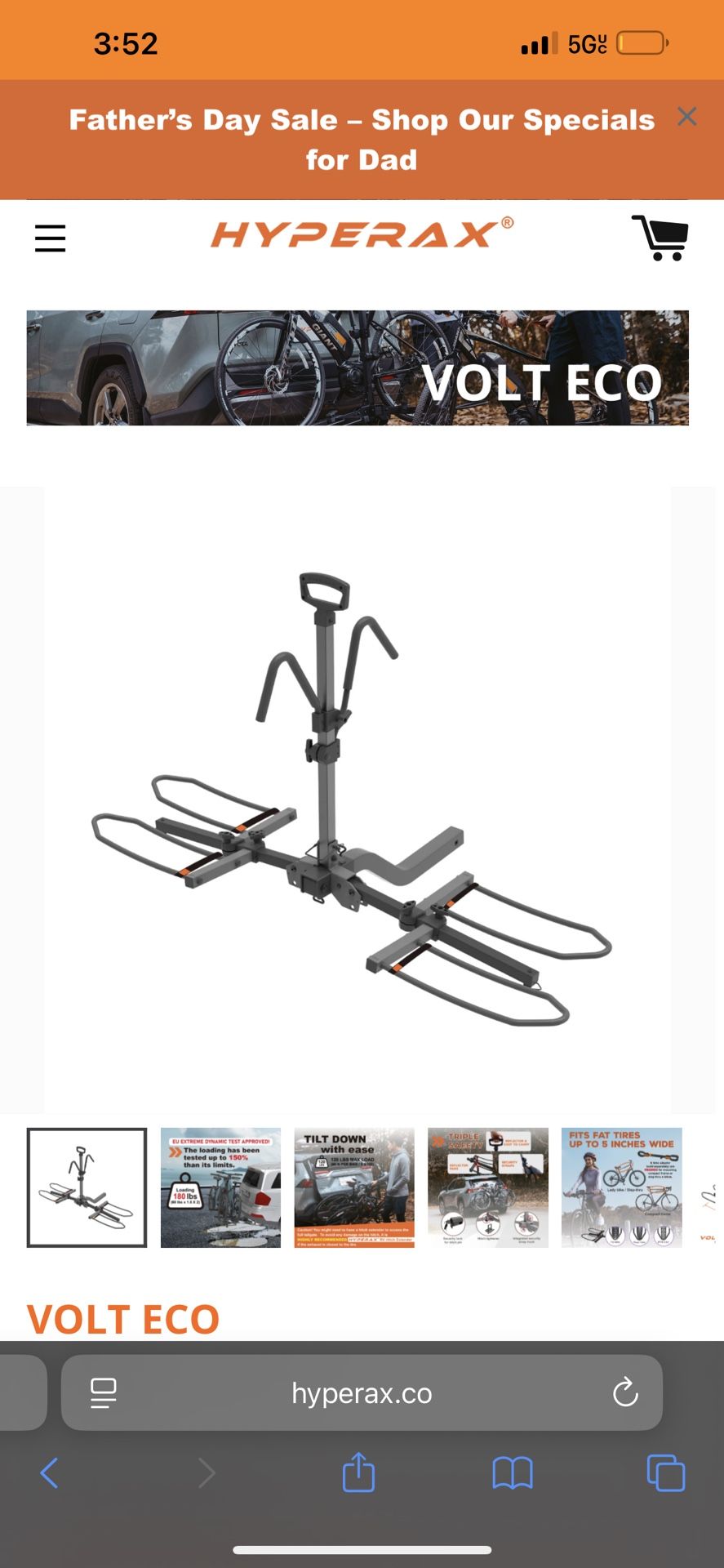 Hyperax Volt Eco E Bike Rack Or Fat Tire Bike or regular bike rack Brand New From amazon Hitch Bike Rack