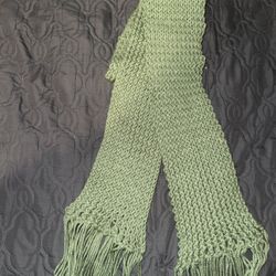 Home Made Crochet Scarf And Green.